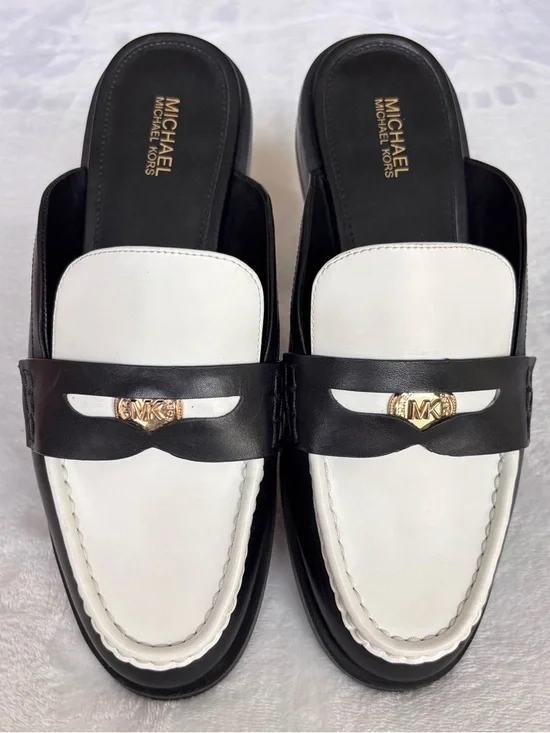 MICHAEL KORS Eden Colorblock Leather Penny Loafer-Style Slide Mule Shoe--NEW--7 - Picture 3 of 14
